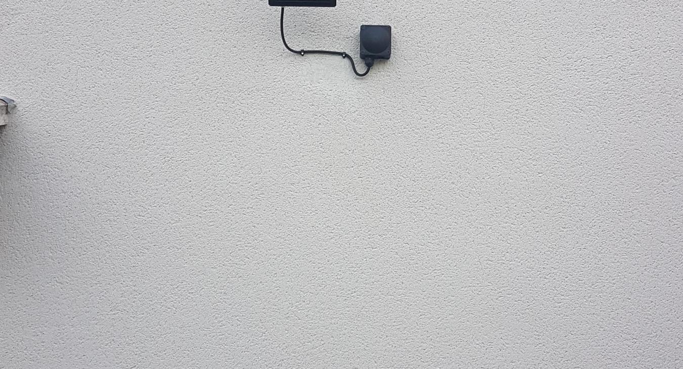 Security light installation on a house