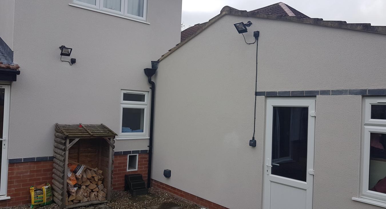 Outdoor installation of security lighting and socket